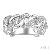 1/20 Ctw Single Cut Diamond Curb & Cuban Ring in Sterling Silver